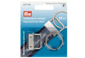 Prym 417110 – set fibbia ed anello per portachiavi fai da te 25mm color argento