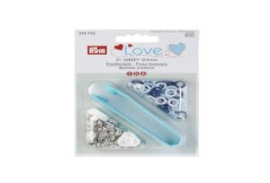 Pinza bottoni automatici per maglina, prym love, 8mm verde bianco/celeste/blu